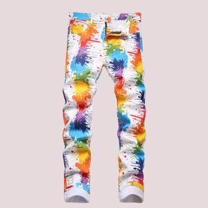 NWT‎ Multicolor Paint Splash Men's Skinny Jeans - Sz 30